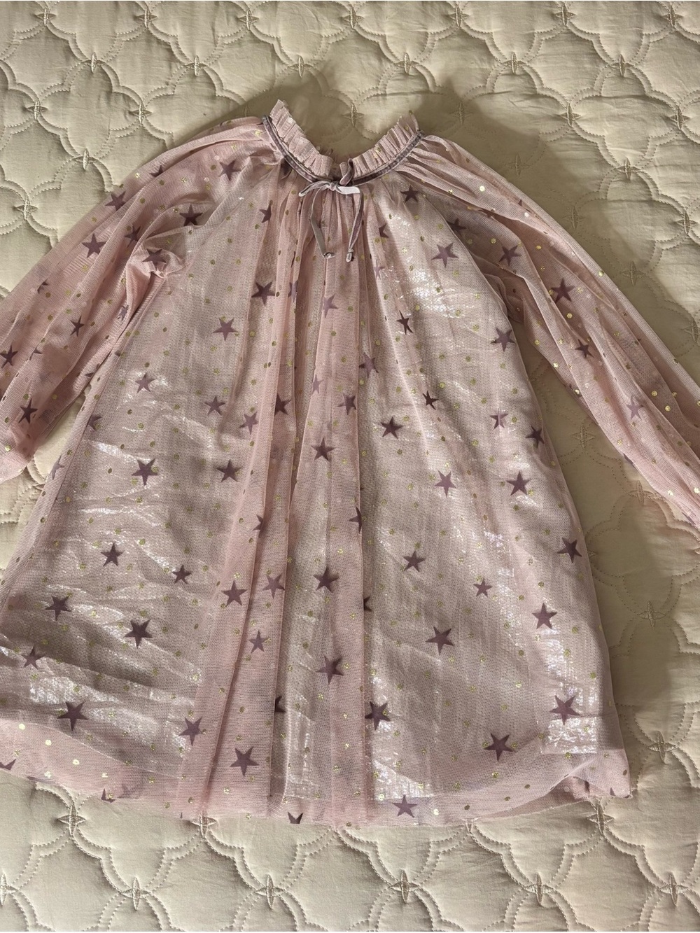 Cat & Jack Pink Star Mesh Nightgown with Glitter Dots